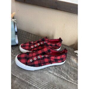 Blowfish Malibu Shoes Womens 8 M Laceless Slip On Plaid Sneakers Buffalo Plaid